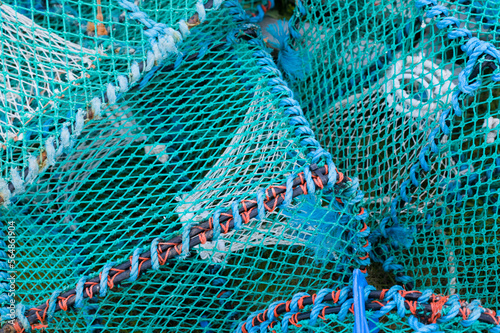 Blue lobster traps on the Isle of Skye in Scotland. photo