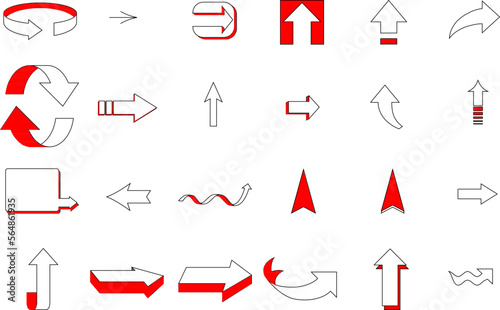 sketch vector illustration logo symbol direction arrow pointing red color