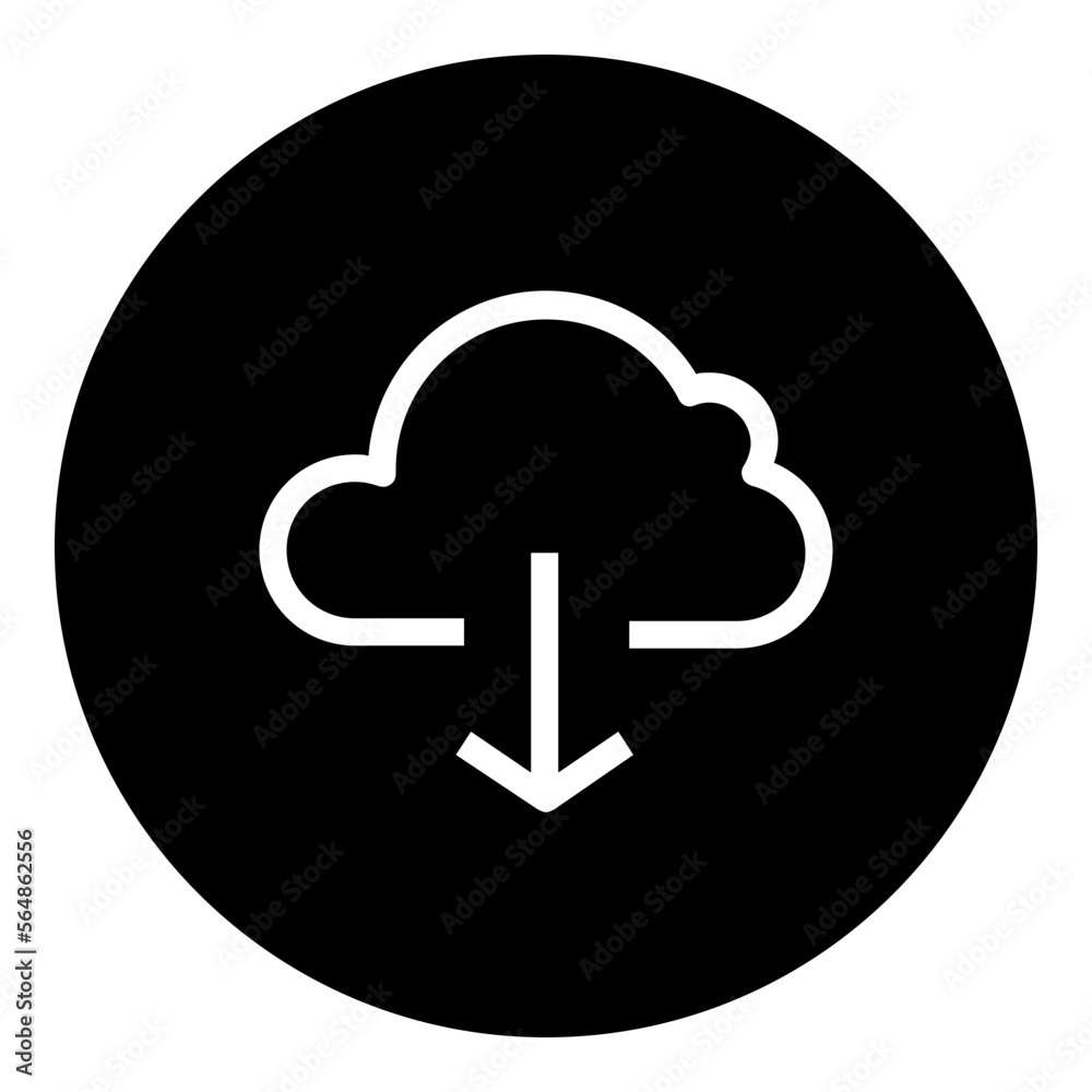 Cloud Down Circular glyph icon Cloud Down Circular glyph icon