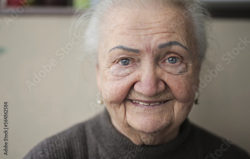 portrait of elderly lady in her home