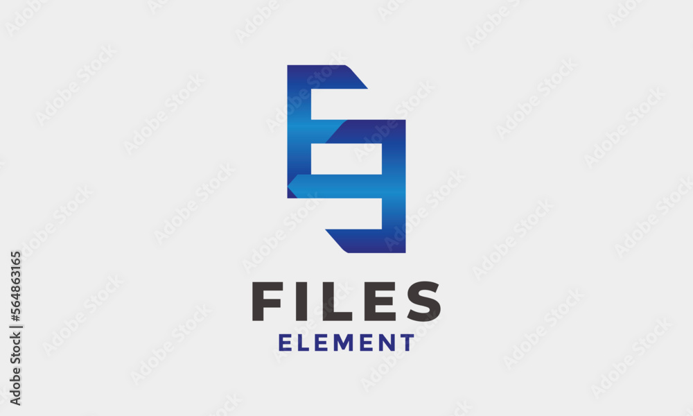 Logo vector blue initials FE minimalism concept