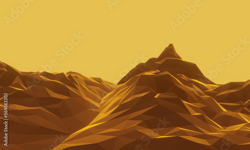 3D low polygon stone mountain. Rock terrain.