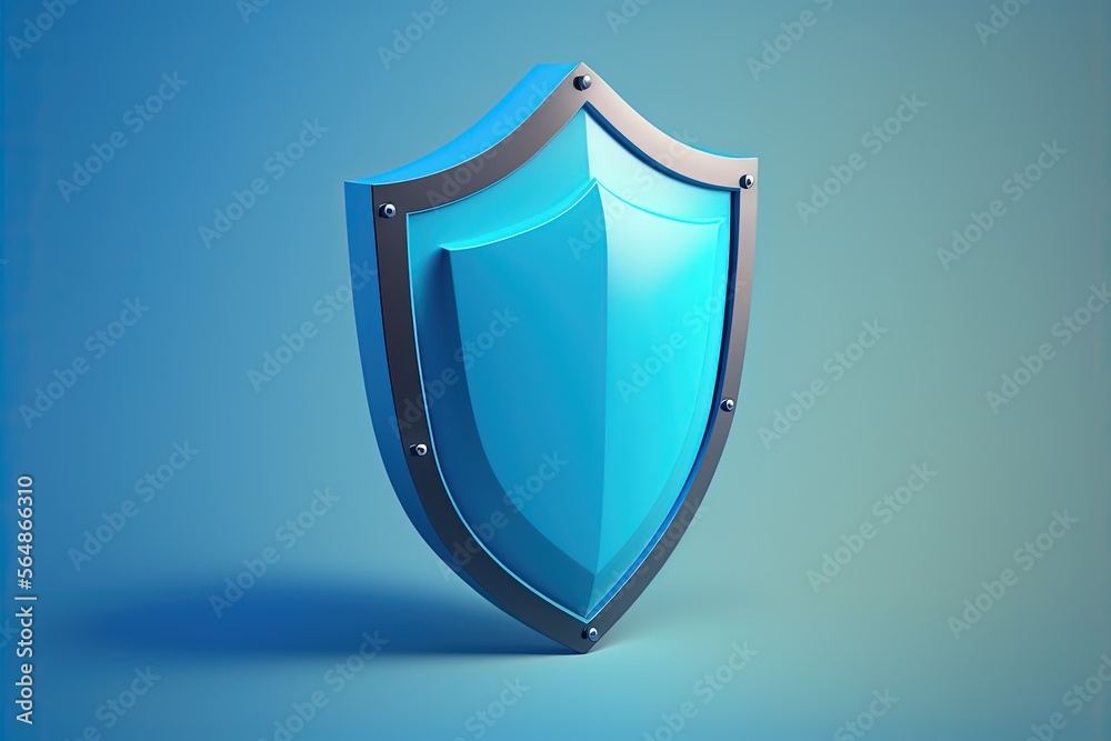 Blue antivirus shield illustration on blue background. Generative AI Blue antivirus shield illustration on blue background. Generative AI