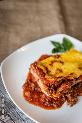 lasagna dish with meat sauce