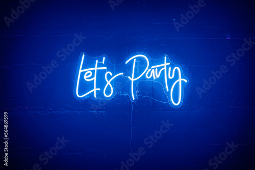 Party neon sign in a club photo