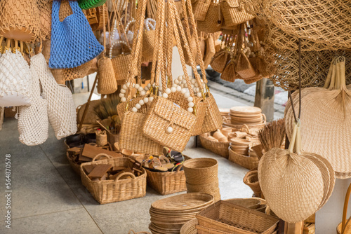 Wicker shop located on Chang Moi road Thailand,local art and craft at Chiangmai Thailand. photo