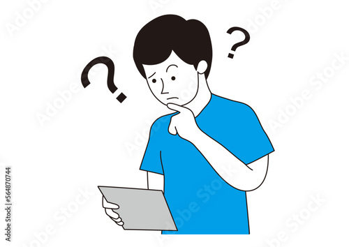医療資料に疑問をもつ男性とはてなマーク
