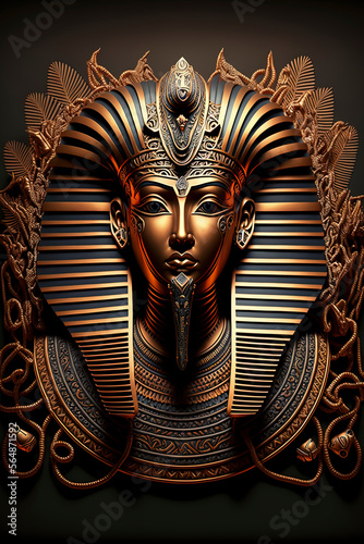 Medium-Shot terracotta tutankhamun. Egypt. Generative AI