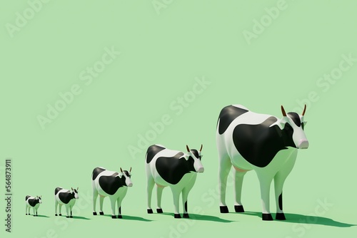 Black and white cow 3d pattern. Farming cartoon style illustration. photo