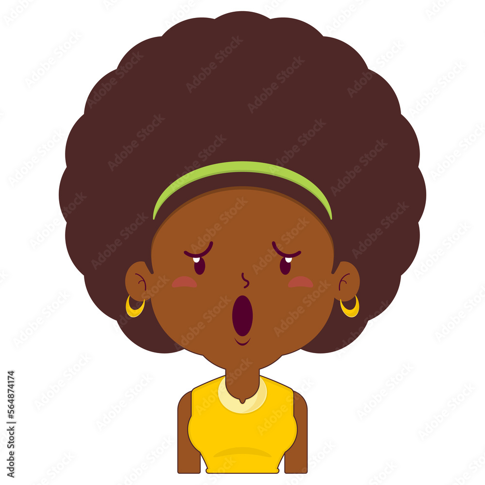 afro woman surprised face cartoon cute afro woman surprised face cartoon cute