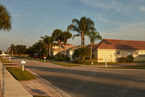 Homes in a row ,American suburb landscape view photo