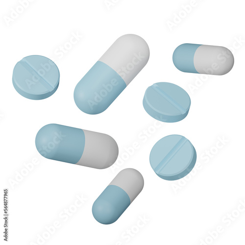 3d Pills isolated object high quality render