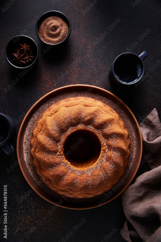 Pumpkin Spice Cake with Star Anise and Cinnamon Sugar with Two Coffees Pumpkin Spice Cake with Star Anise and Cinnamon Sugar with Two Coffees