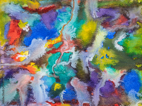 An abstract image, painted wet-in-wet and allowed to generate runs.