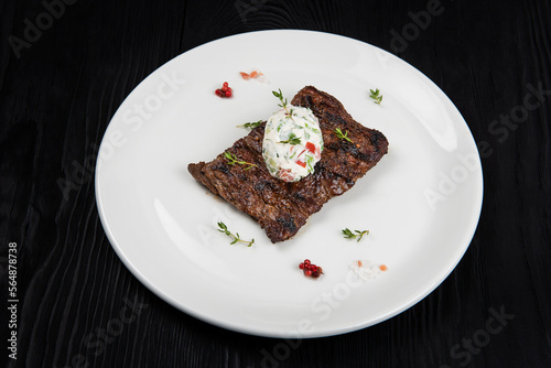 Grilled skirt beef meat ste...