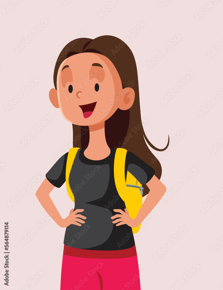 Happy School Girl with Backpack Feeling Positive Vector Cartoon Illustration. Cheerful student going back to school
Happy School Girl with Backpack Feeling Positive Vector Cartoon Illustration. Cheerful student going back to school