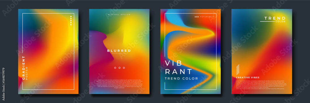 Set of abstract soft blurred gradients background graphic design template for brochure, banner, wallpaper, mobile screen, annual report.