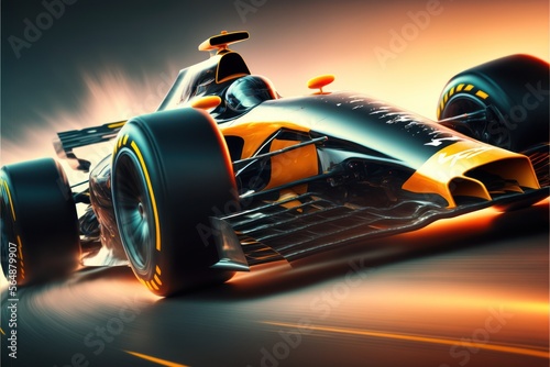 Futuristic Racing Car, Racing to the finish, concept art, digital illustration, Generative AI © Badger