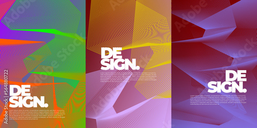 Modern elegant cover design set. Vibrant fashionable background with abstract digital pattern in black, gold, blue color. Elite premium vector template for menu, brochure, flyer layout