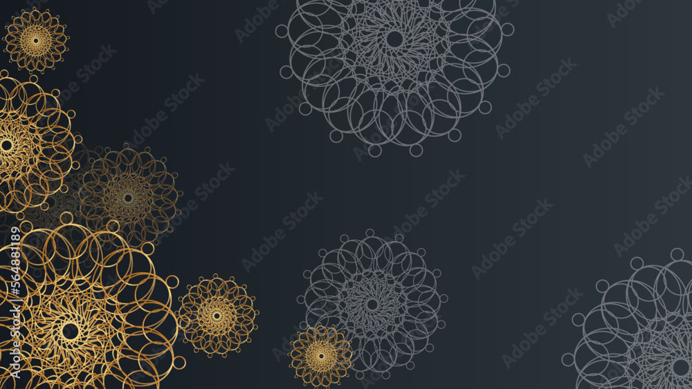 Luxurious black arabesque background with gold mandala style art vector