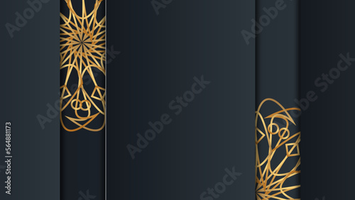 Luxurious black arabesque background with gold mandala style art vector