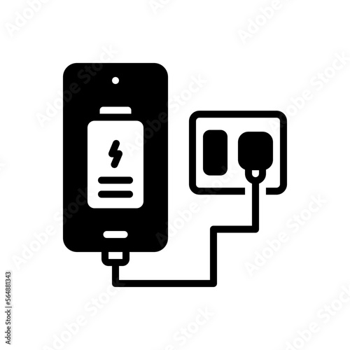 Black solid icon for charge