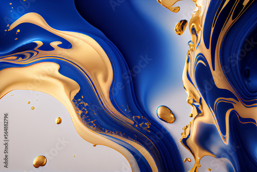 Abstract background smooth marble blue whit and gold with AI