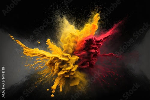 yellow and red colour burst in action  generative ai composite