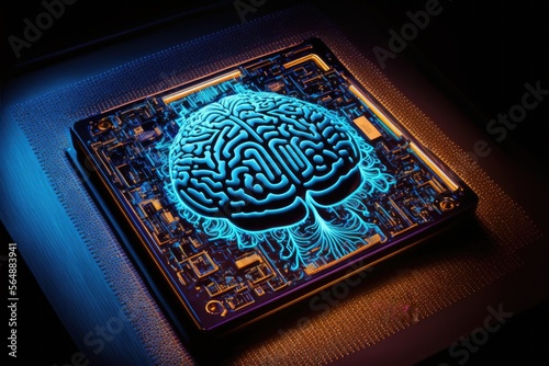 brain in a microchip, generative ai composite © E 