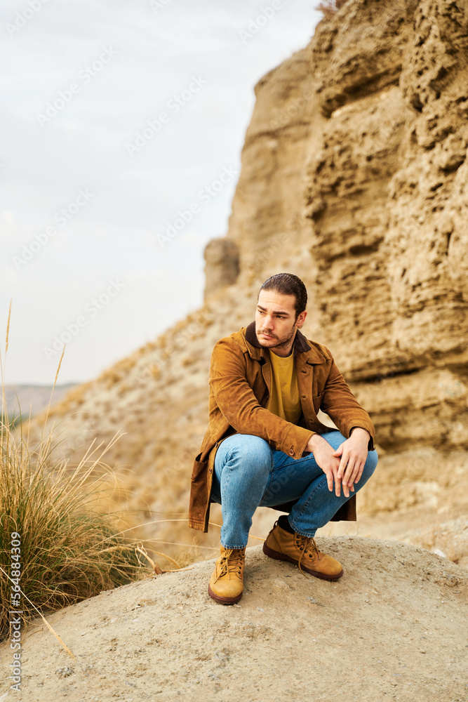 Man posing in nature. Man posing in nature.