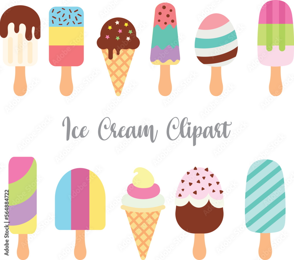 Vector ice cream. Isolated on white background. Vector graphics. Vector ice cream. Isolated on white background. Vector graphics.