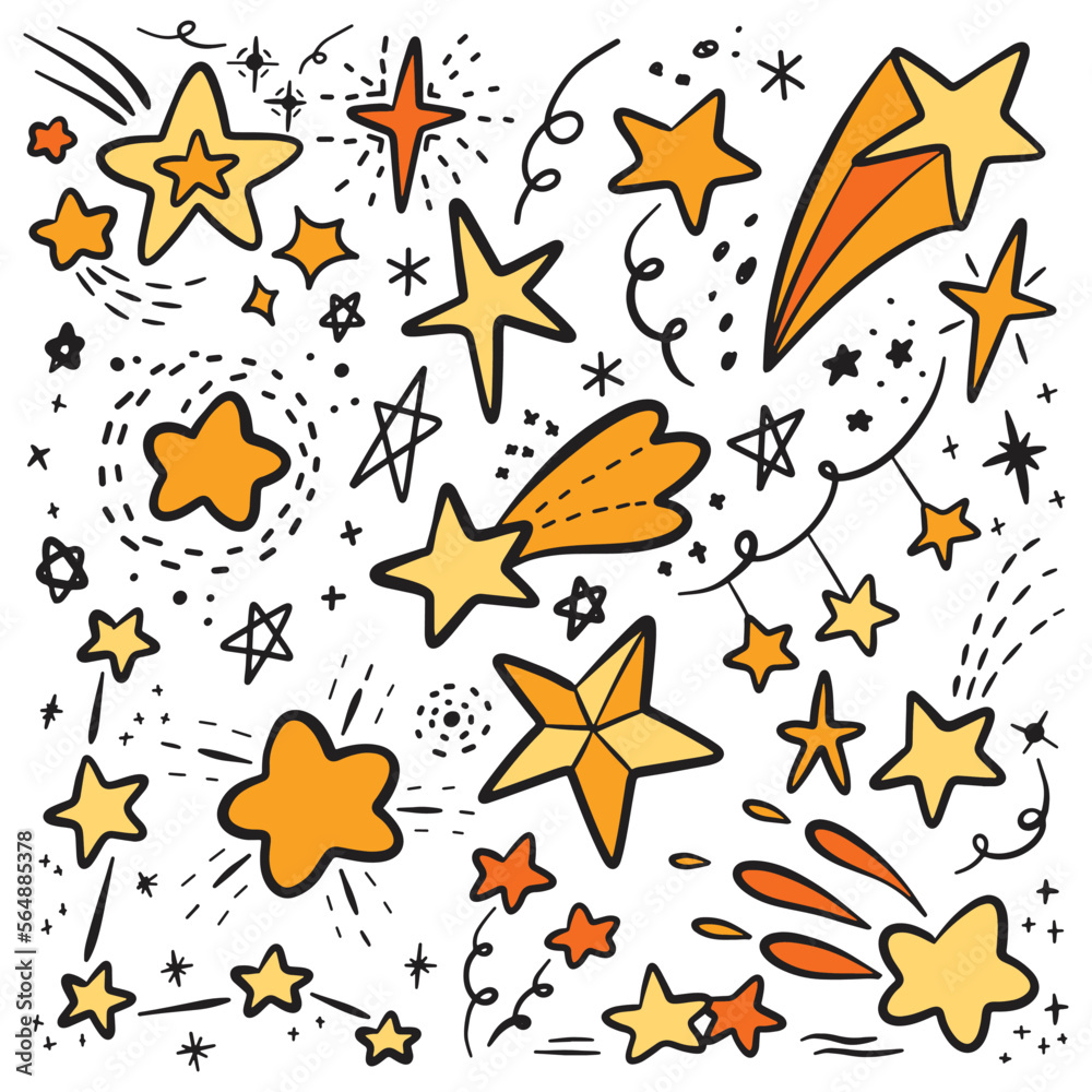 Hand Drawn Shooting Star Doodle Elements