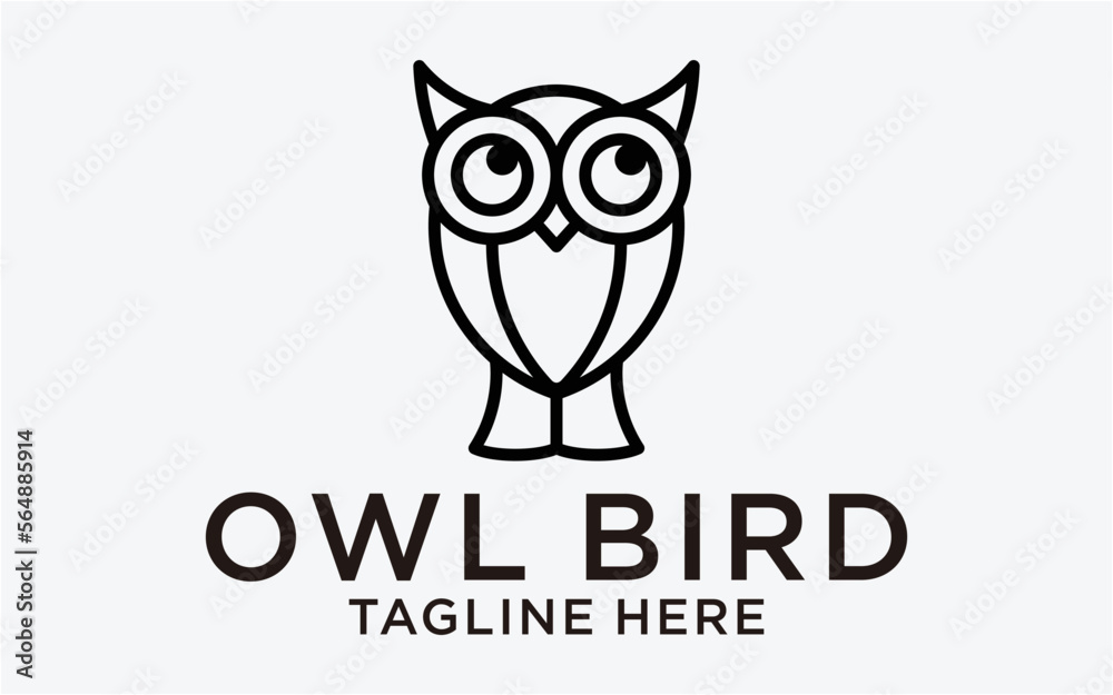 Fototapeta premium owl bird logo line cute student template