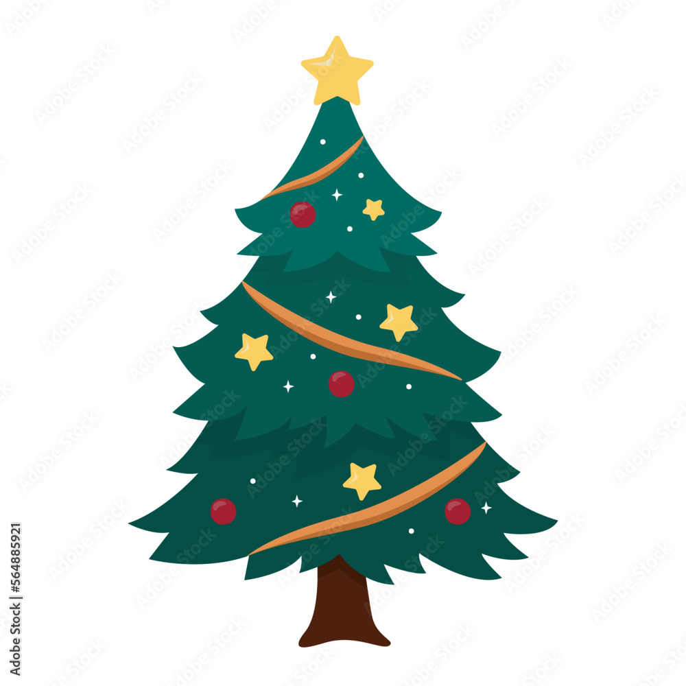 Christmas Tree Illustration with Transparent Background