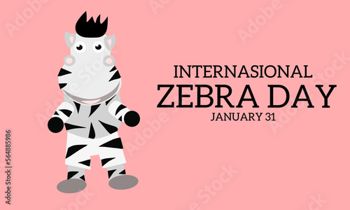 Vector graphic of international zebra day for international zebra day celebration. flat design. flyer design. January 31.