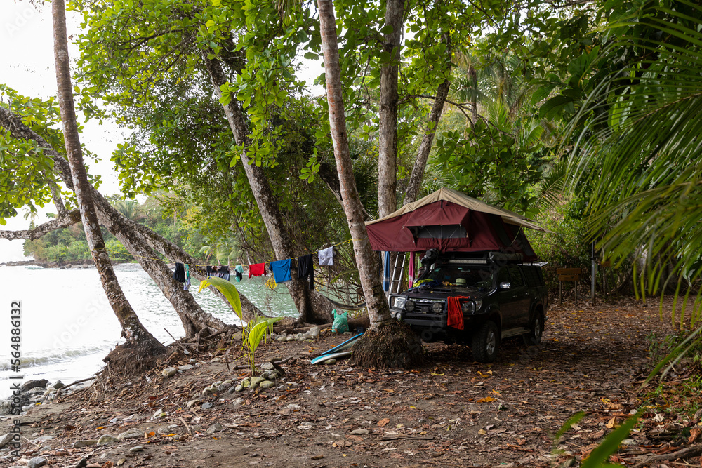 Car Camping at Remote beach in Osa Peninsula Costa Rica Car Camping at Remote beach in Osa Peninsula Costa Rica