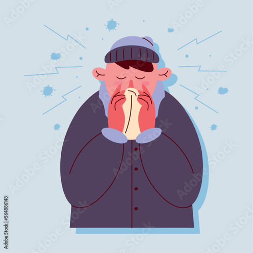 man sick with nose runny