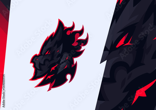 Vector graphic mascot logo template of black dragon perfect for esport and gaming logo