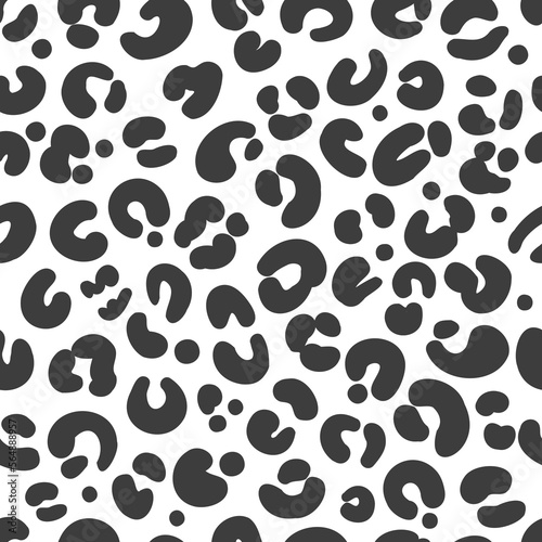 Cheetah black and white print. Leopard skin seamless pattern. Jaguar monochrome abstract ornament. Vector design.