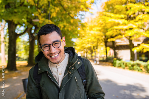 Candid Portrait of a Young Filipino Man during Autumn photo