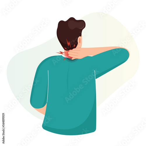 Cervical Spondylosis - Pain in Back of Neck -  Stock Illustration