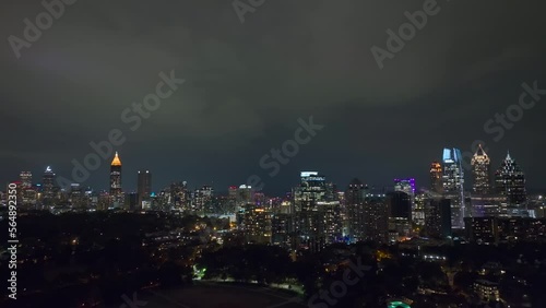 Wallpaper Mural Night urban landscape of downtown district of Atlanta city in Georgia, USA. Skyline with brightly illuminated high skyscraper buildings in modern american megapolis Torontodigital.ca