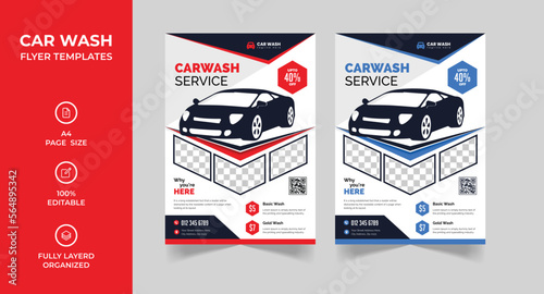 Car wash flyer template, car cleaning, and car repair flyer design