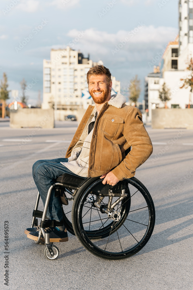 Portrait of Handsome disabled Man in Wheelchair Stock Photo | Adobe Stock
