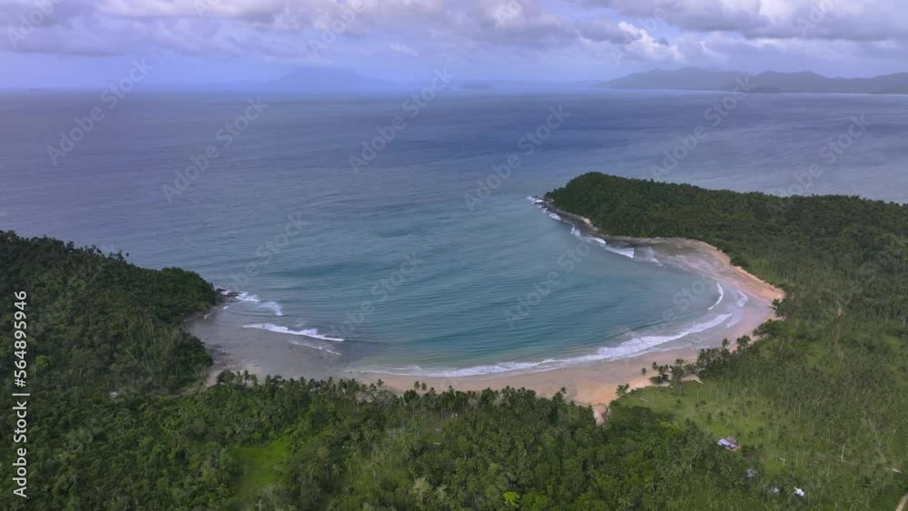 Wild Bay With A Beach Near San Vicente, Philippines Aerial Wild Bay With A Beach Near San Vicente, Philippines Aerial