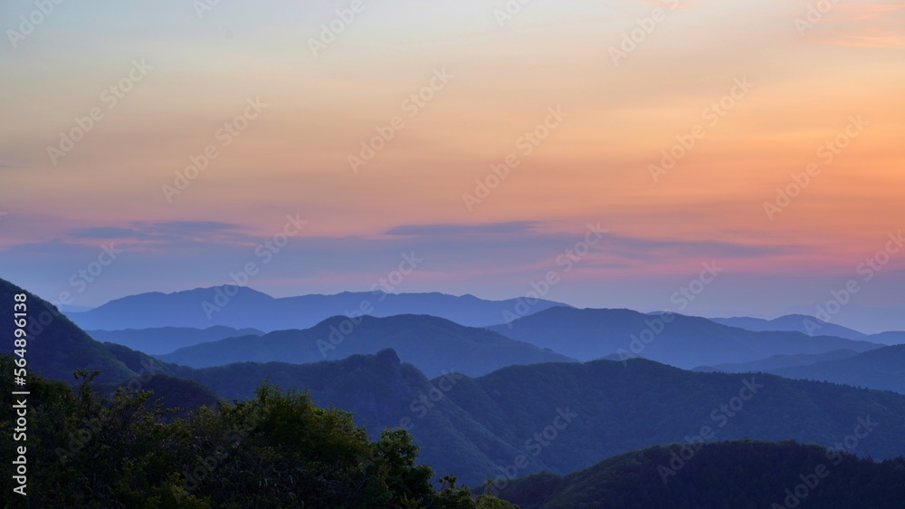 View of the surrounding mountains from the Hadong gliding field in South Korea View of the surrounding mountains from the Hadong gliding field in South Korea