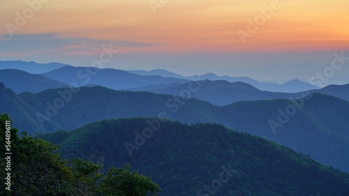 View of the surrounding mountains from the Hadong gliding field in South Korea