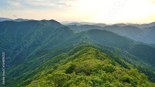 View of the surrounding mountains from the Hadong gliding field in South Korea