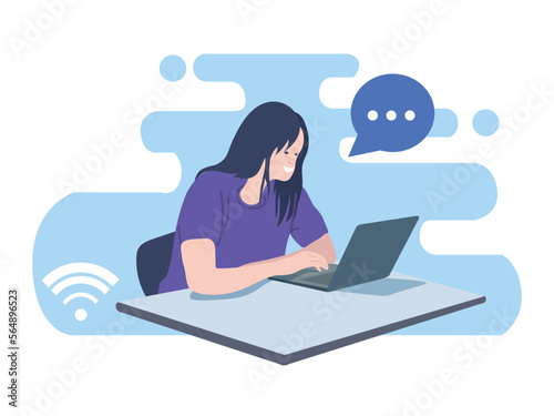 Student Learning Technology in illustration graphic vector