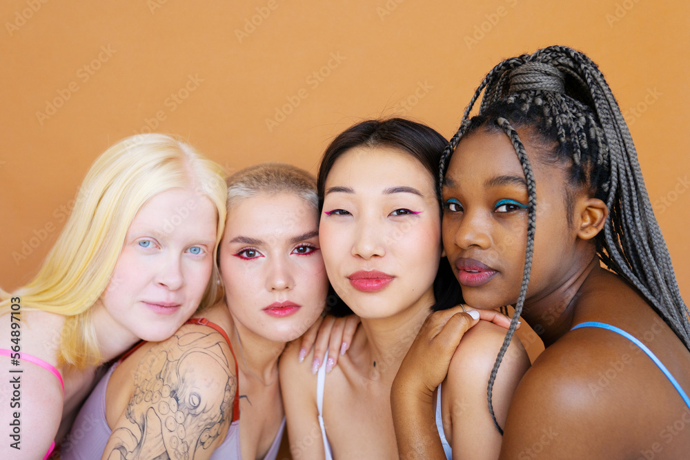 Diverse female models looking at camera Diverse female models looking at camera